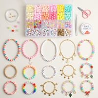 DIY Polymer Clay Perlen Set Flache Runde Abstandhalterperlen Box mit Anhängern Elastische Schnur Schere für Schmuckherstellung