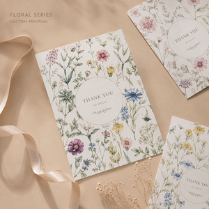 Set di Biglietti di Ringraziamento con Fiori Selvatici ad Acquerello, Design Assortiti con Bordi Floreali per Cartoleria Personalizzata di Gratitudine - Product Image 6