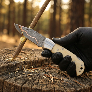 High Quality Damascus Steel Folding Blade Pocket <b>Knife</b> with Pakka Wood Handle Back <b>Lock</b> 3-Year Warranty-Tactical Survival Tool - Product Image 3