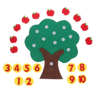 ของเล่นเสริมพัฒนาการทางคณิตศาสตร์ ต้นแอปเปิ้ลทำจากผ้าสักหลาด เป็นมิตรกับสิ่งแวดล้อม เหมาะสำหรับการจับคู่ ฝึกทักษะคณิตศาสตร์ สำหรับเด็กอนุบาล - Product Image 1