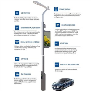 Poteau d'éclairage intelligent personnalisé de 6m, 8m, 9m, 10m, 12m avec caméra CCTV WIFI et station de recharge de voiture 5G - Product Image 2