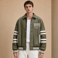 Veste Bomber Homme en Cuir PU, Style Letterman, Broderie Personnalisée, Coupe-Vent Hiver, Streetwear Lourd