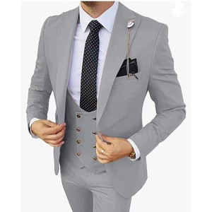 <span class=keywords><strong>Traje</strong></span> de Negocios Casual de Tres Piezas para Hombre, para Novio, Padrino de Boda, Banquete, Talla Grande, Diseño <span class=keywords><strong>con</strong></span> Cuentas, Cierre de un Solo Botón - Product Image 4