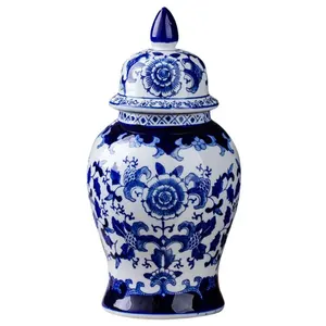 Großhandel weiß und blau chinesische Dekoration Vase Jingxi Ingwer Glas für Veranstaltungen
