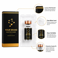 Emballages personnalisés en carton gaufré écologique pour flacons de médicaments, avec paillettes transparentes, luxe noir et or, kit d'étiquettes privées