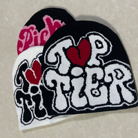 Bonnet Y2K personnalisé de créateur, chapeau d'hiver unisexe de haute qualité en jacquard tricoté, chapeau de luxe avec logo en soie et broderie 3D