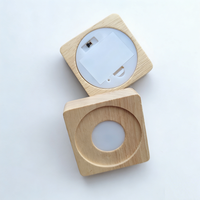 Base en bois carrée pour lampe LED, support de lampe blanc chaud avec boîte à piles pour boule de cristal
