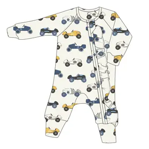 CHEER One Piece Bamboo Viscose Baby Pajamas Rompers 95% Bamboo 5% Spandex Toddler Clothes Zipper Ruffled Jumper Baby Rompers