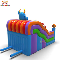 Toboggan gonflable à double canal sur le thème du monstre violet, en PVC de 0,55 mm, garantie 3 ans, pour parcs de trampolines et jardins