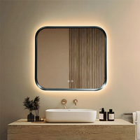 Miroir de salle de bain moderne de luxe avec rétroéclairage LED, fonction anti-buée, commande tactile intelligente, design mural, cadre en aluminium, pour hôtel et villa