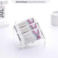 Porte-cartes de visite en acrylique transparent incliné à 3 niveaux, support d'affichage de bureau pour la réception
