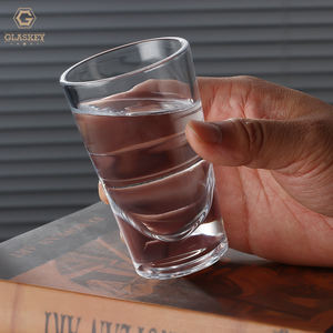 3 once di Base pesante bicchierino di vetro con linea bianca Whisky bicchierini Vodka Brandy Bourbon e tazza di liquori - Product Image 2