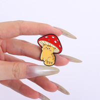 Broches en émail Kawaii Chat sous un chapeau de champignon, mignonnes, avec des animaux de dessin animé (oie blanche, chien), badges de revers, bijoux, cadeaux pour amis