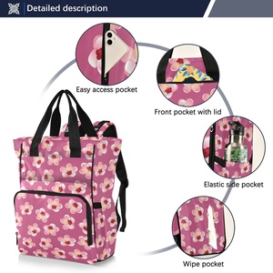 Bolsa de Pañales de Gran Capacidad con Estampado de Flores de Hau Rosa Hawaiano, Bolsa de Viaje para Bebé Personalizada de Nailon Resistente con Estampado Completo para Mamá - Product Image 2