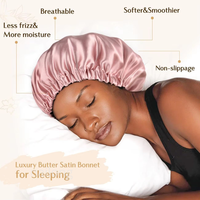 Gorro de Dormir de Seda y Satén Ajustable de Lujo con Logotipo Personalizado, Gorro para el Cabello con Banda para Atar, para Uso Diario, Multiusos, para el Cuidado del Cabello de Mujeres
