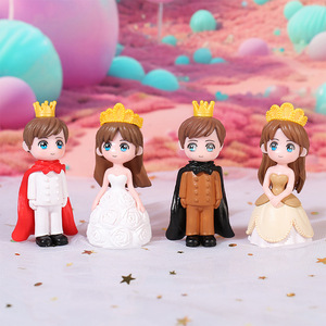 Figurines de prince et de princesse en PVC, paire blanche et café, style européen romantique, décorations de mariage miniatures - Product Image 2
