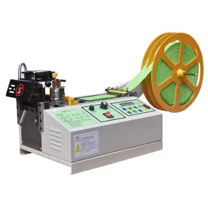 Automatic Hot Cold Knife Fabric Ribbon Label Plastic Zipper Embroideries Nylon Belt Webbing Computer Tape Cutting Machine