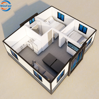Maison conteneur préfabriquée extensible de luxe à bas prix WinFair, 2 chambres, 20 pieds, villa chinoise pour studio à domicile / espace créatif