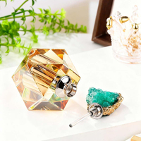 Flacons d'huile de parfum en cristal transparent K9 de qualité supérieure, pierre d'agate naturelle, 12 ml, rechargeables, vintage, pour aromathérapie