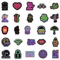 10 autocollants neufs populaires de la série de dessins animés néon pour téléphone, tasse à eau, ordinateur, carnet décoratif, PVC imperméable