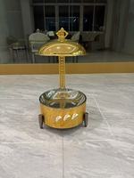 Plat à chafing rond de luxe doré de style arabe, chauffe-plat de buffet suspendu en acier inoxydable de 8 L pour restaurant, hot pot et réceptions de mariage