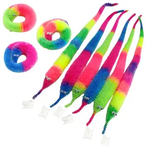 Funny Fidget Pack Magic Worm Toy Twist Magic Worm Trick Toy Party Favors Rainbow Magic Cheap Plush Fuzzy Wiggle Twist Worm