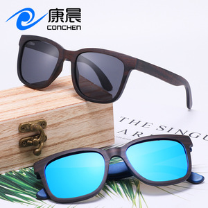 Gafas de sol de madera Conchen para hombre, montura cuadrada, lentes polarizadas TAC con protección UV400, color negro W3098, protección solar, moda, viajes - Product Image 4