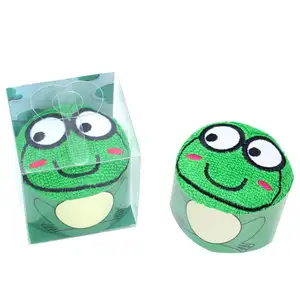 Mini toallas de pastel de oso, bordadas de rana verde, Animal bonito, regalo creativo