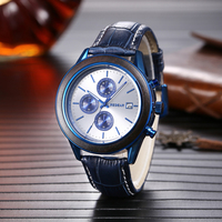 Montre Citizen de luxe sportive et vintage, multifonction à quartz, avec trois petits cadrans, bracelet en acier inoxydable et cuir, cadran en verre