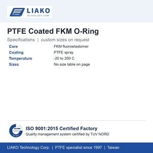 โอริงเคลือบ PTFE ทำจากฟลูออโรอีลาสโตเมอร์ พร้อมเคลือบพ่นด้วย PTFE ทนทานต่อสารเคมี ทนความร้อนต่ำถึง -20 ถึง 200 องศาเซลเซียส ลดการเสียดสี - Product Image 5