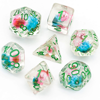 Ensemble de dés polyédriques en résine personnalisés pour D&D, 16 mm, rose et bleu, écologiques, avec 7 dés