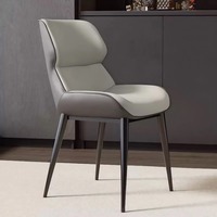 Chaise de salle à manger moderne minimaliste en métal Canton Foshan avec dossier rembourré en cuir PU pour usage domestique et hôtelier, légère