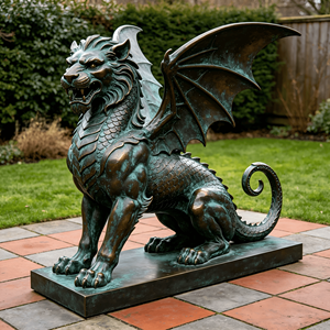 Statua di Grifone in Bronzo, Scultura di Creatura Mitologica Fusa a Mano per Decorazione da <span class=keywords><strong>Giardino</strong></span> Esterno - Product Image 1