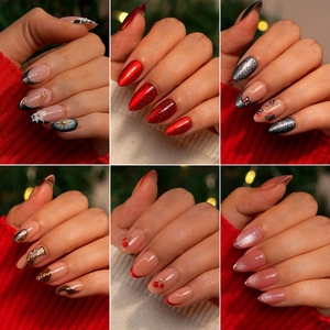 Faux ongles à presser en gel souple French Manucure avec colle, vente en gros, haute qualité, réutilisables, courts, forme amande, fournitures - Product Image 3