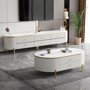 <span class=keywords><strong>Mueble</strong></span> de <span class=keywords><strong>TV</strong></span> Integrado para Sala de Estar de 2 m, <span class=keywords><strong>Mueble</strong></span> de <span class=keywords><strong>TV</strong></span> de Piedra Sinterizada de Lujo Ligero, Color Blanco - Product Image 3