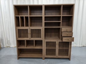 Robe asymétrique à volants sur le côté |   Armoire de nuit en bois massif noyer avec plateau en marbre et rails incurvés pour salon, hôtel, chambre à coucher - Product Image 5