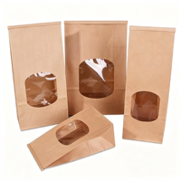 Sacs d'emballage en papier kraft en gros avec fenêtre transparente et fermeture à lien métallique pour pain, biscuits, pâtisseries, café et aliments