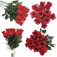 Einzelne Künstliche Rote Rose, Kunstblume für Valentinstag, Geschenke, Merchandising und Hochzeits-Blumenarrangements