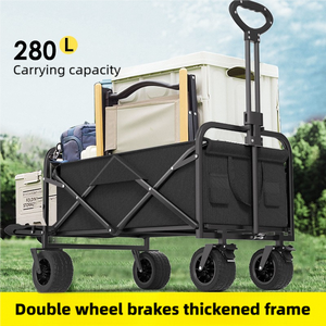 Groothandel opvouwbare transportkar, aanpasbaar OEM kampeerbagagekar met wielen voor wandelen, picknick en strandtransport. - Product Image 6