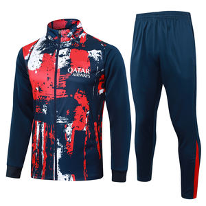 Traje de Entrenamiento de Poliéster/Nailon de Secado Rápido con Cremallera Completa, Estilo Retro, Manga Corta, Otoño Invierno, 24/25, Ropa de Fútbol de Clubes Europeos de París - Product Image 1