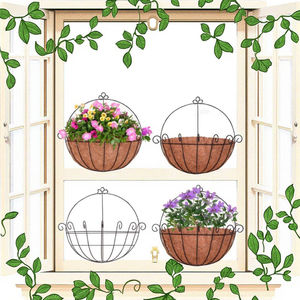 Cestas colgantes de palma de coco de 5-16 pulgadas, decoración artística, cesta de flores de Metal montada en la pared, balcón, flores, <span class=keywords><strong>maceta</strong></span> para plantas de hierba - Product Image 1