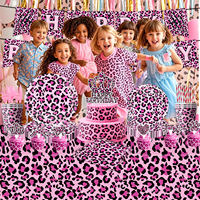 Vaisselle de fête en papier jetable à imprimé léopard noir, or et rose, assiettes, gobelets, serviettes, fournitures pour anniversaire sur le thème des animaux de la savane, baby shower