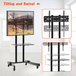 Soporte de <span class=keywords><strong>TV</strong></span> Móvil Ajustable en Altura Charmount, Carro de <span class=keywords><strong>TV</strong></span> de Piso para Pantallas de 32-70 Pulgadas <span class=keywords><strong>con</strong></span> Estante y <span class=keywords><strong>Ruedas</strong></span>, Carrito Móvil para <span class=keywords><strong>TV</strong></span> sobre <span class=keywords><strong>Ruedas</strong></span> - Product Image 3