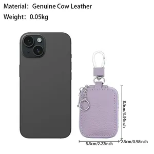 AndoBag Mini Porte-clés de mode pour hommes et femmes, en cuir véritable, avec fermeture éclair, étui pour écouteurs, petit portefeuille avec porte-clés 2517 - Product Image 2
