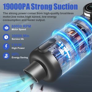Aspiradora de Coche con Motor sin Escobillas de 21000PA, Aspiradora Recargable de 6000 mAh para Hogar, Coche y Exteriores - Product Image 5