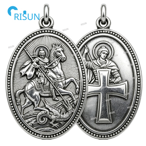 Pendentif Médaillon Personnalisé Saint George, Pièce Centrale de Chapelet, Breloque, Collier, Médaillon, pour les Catholiques Religieux, Saint George Patron, Matiel - Product Image 2