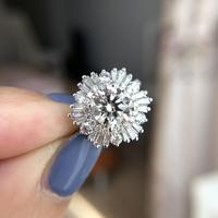 Lokaoshi — bagues de mariage en Zircon, à la mode, scintillantes, Super grande fleur, cadeaux pour filles, adorables, argentées, anneau de fleur romantique pour femmes