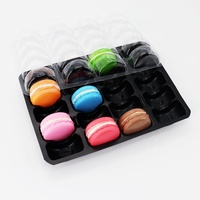 Boîte blister noire Biscuit de qualité alimentaire Plateau d'emballage en plastique PET Boîte d'emballage Macaron