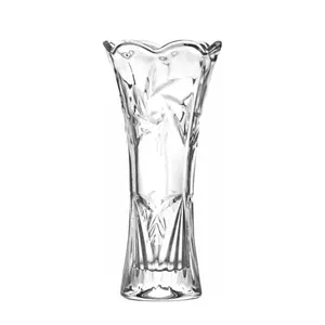 Factory Supply Machine Made 20CM Home Decor Glassware Clear Lead Crystal Cut Glass Vase for Bud Flower