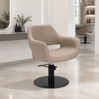 Fauteuil de Salon Enveloppant Monobloc en Cuir Taupe, Chaise de Coiffure Hydraulique, Mobilier de Salon en Gros pour Barbier